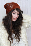 Fluffy sparkly beanie (Rust)