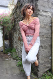 Pink lace ruched top