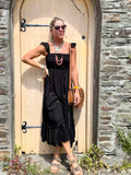Black flutter sleeve dress