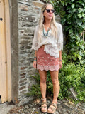 Rust embroidered skort