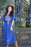 Floral embroidered blue dress