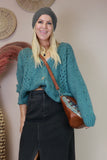 Open knit cardigan (Teal)