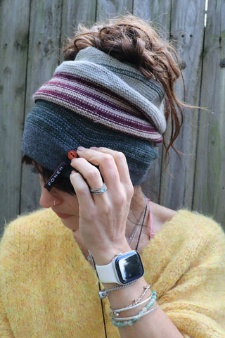 Multiway stripe beanie (Grey)