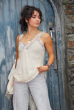 Lace trim cheesecloth cami
