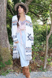 Aztec fringe fluffy cardigan