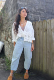 Crochet end embroidered blouse