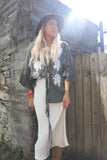 Floral applique detail tie blouse