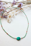Turquoise stone an aqua beaded necklace