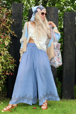 Diamond printed cotton trousers(lavender)