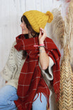 Mustard pom pom beanie