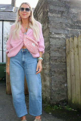 Ruffle sleeve knot detail jumper (Pink)