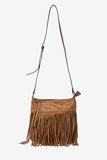 Fringe faux suede handbag (Light Brown)