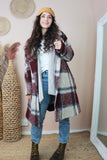 Burgundy check coat