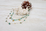 Aqua beaded layered necklace (Gold)