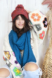 Speckle knit pom pom beanie