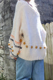 Stripe pom pom detail cardigan