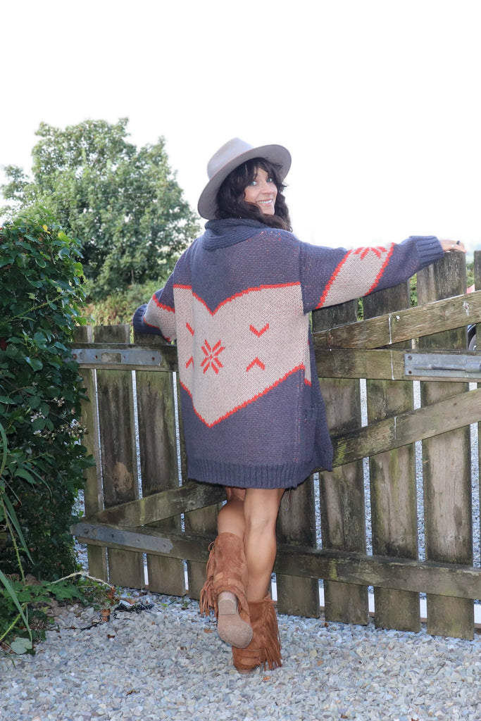 Geometric knit cardigan