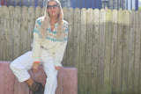 Floral knit button up cardigan