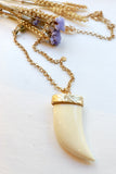 Long White horn necklace