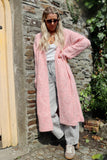 Open knit long cardigan (Soft pink)