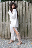 Asymmetrical lace trim skirt (Pearl)