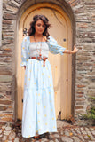 Floral embroidered puff sleeve dress
