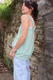 Sea green lace trim cami
