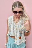 Embroidered crochet top