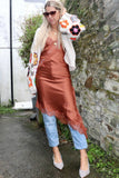 Silky Asymmetrical lace dress (Rust)