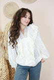 White frill lace embroidered blouse