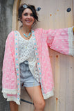 Pink tassel trim kimono