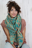 Blue leopard print soft knit scarf