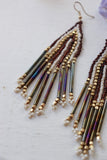 Drop beaded tassel earrings