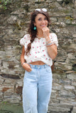 Cherry patterned bardot top