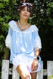 Floral lace trim blouse