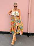 Broderie embellished aztec dress