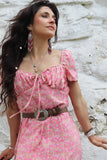Floral printed baby pink dress