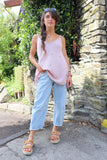 Embroidered cheesecloth cami (Pink)
