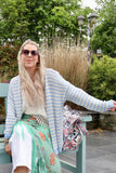 Lightweight sky blue stripe cardigan