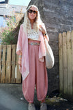Crochet embellished kimono (Pink)
