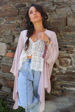 Silky trim kimono (Light pink)