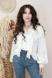 White frill lace embroidered blouse