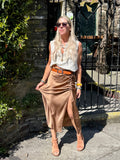 Ruched silky skirt