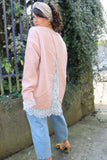 Open back lace detail jumper (Pink)