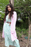 Pink open knit cardigan