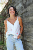 Floral embroidered lace trim cami