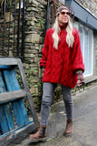 Oversized red cable knit jumper