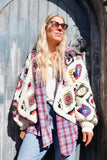 Crochet colourful granny square cardigan