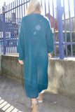 Teal long knit cardigan
