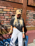 Black acid washed eagle tee